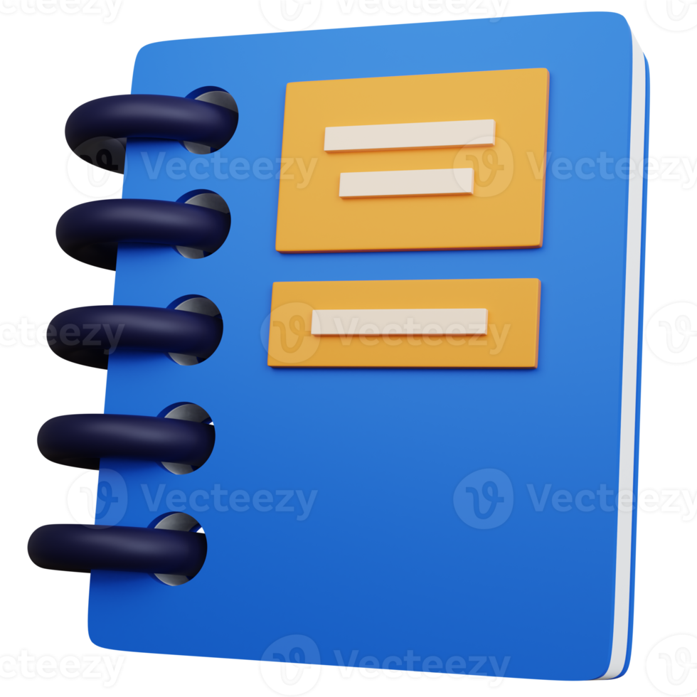 3d rendering blue notebook isolated png
