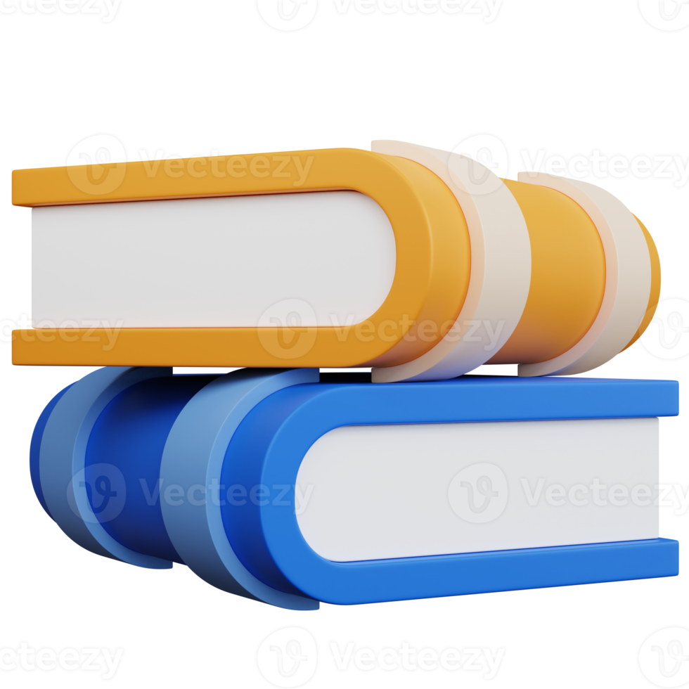 3d rendering two yellow and blue books isolated png