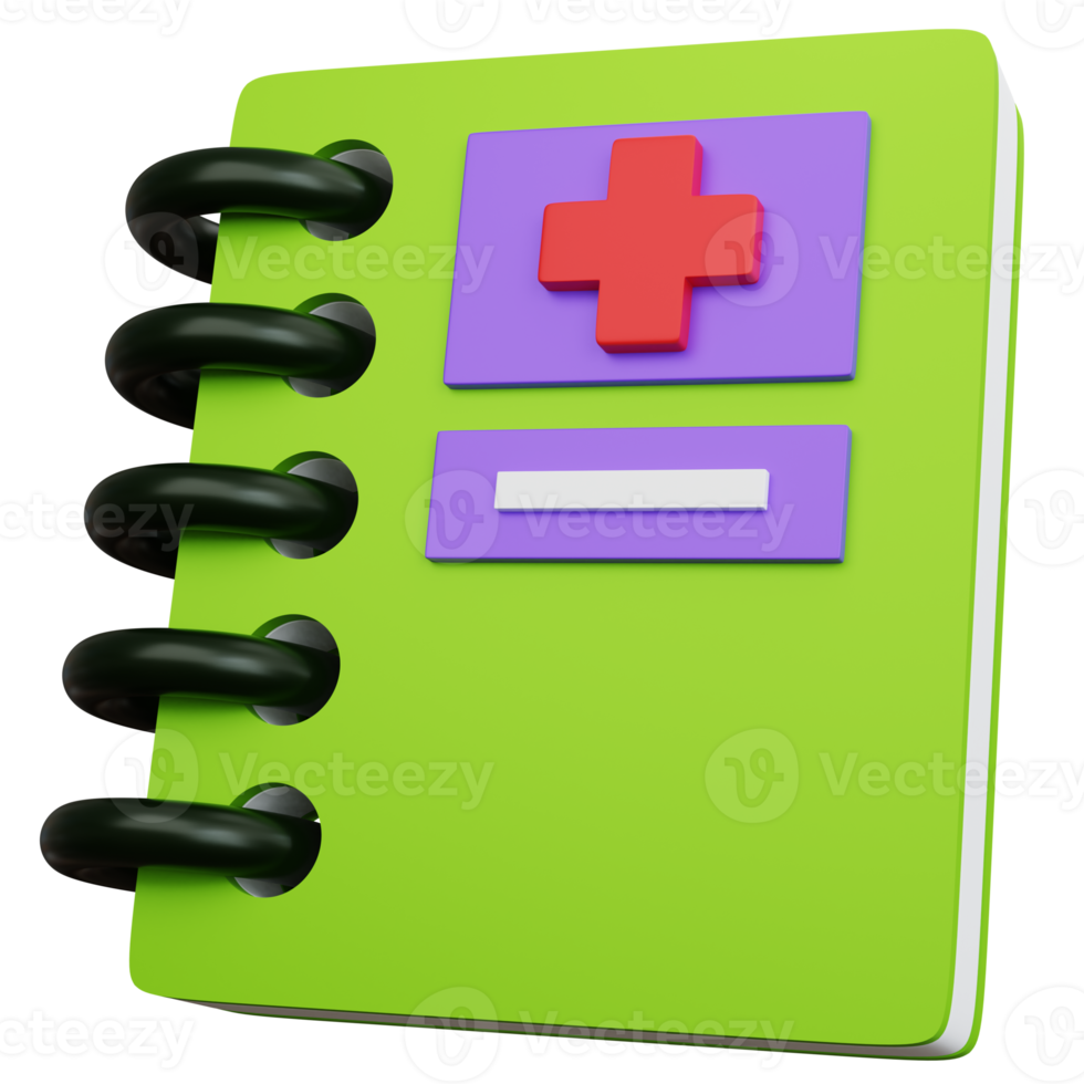 3D rendering cuaderno médico aislado png