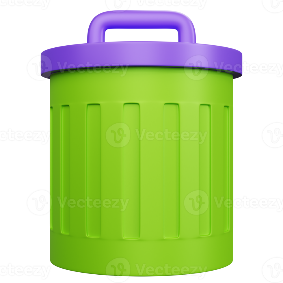 3d rendering round trash can isolated png