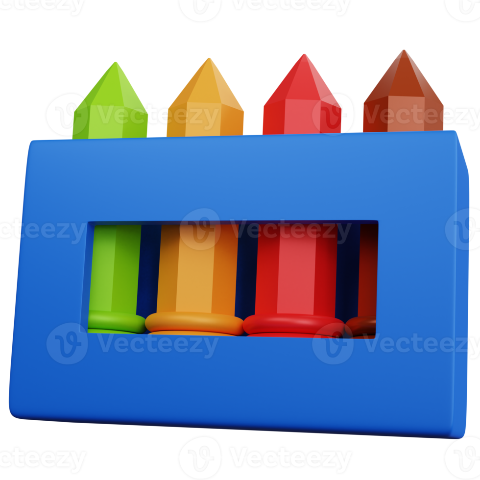 3d rendering crayon color isolated png