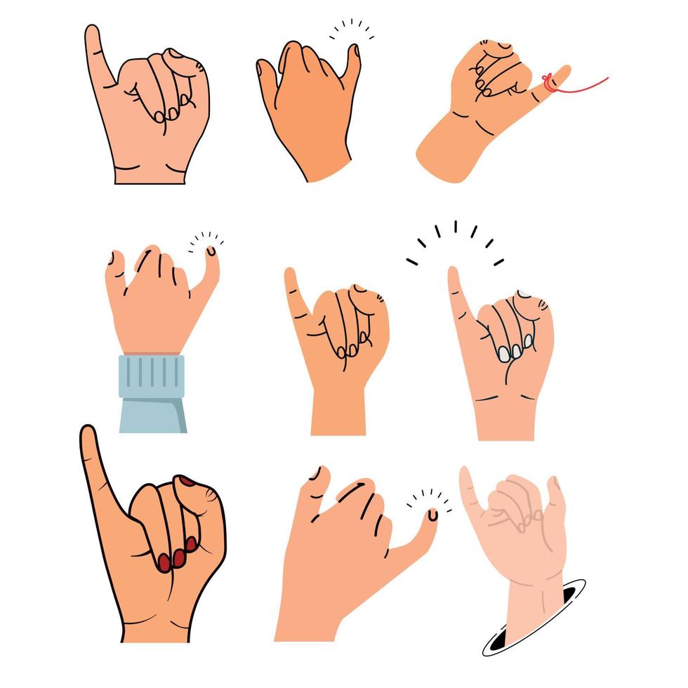 little finger making pinky sign set vector