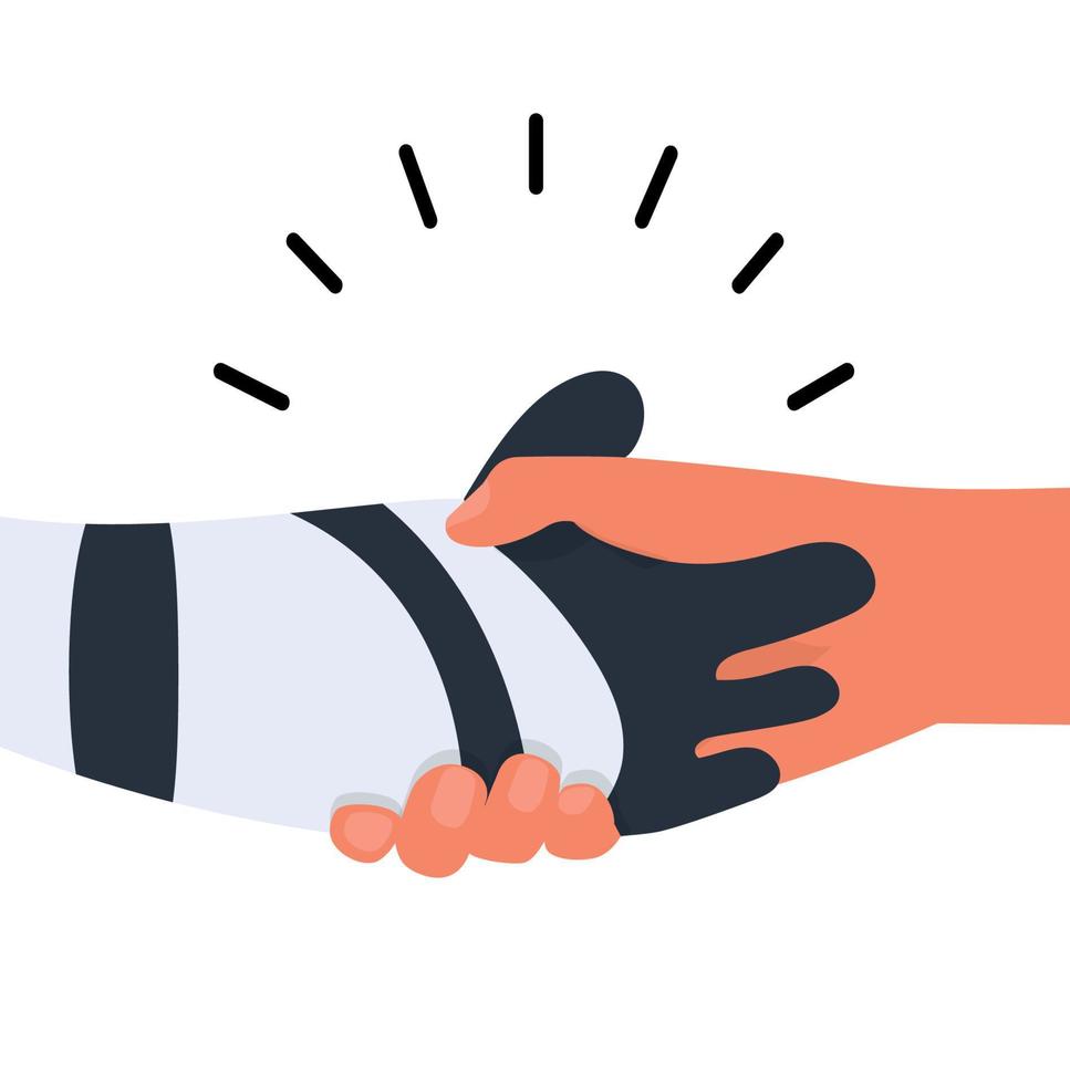 Human hand and robot handshake agreement vector