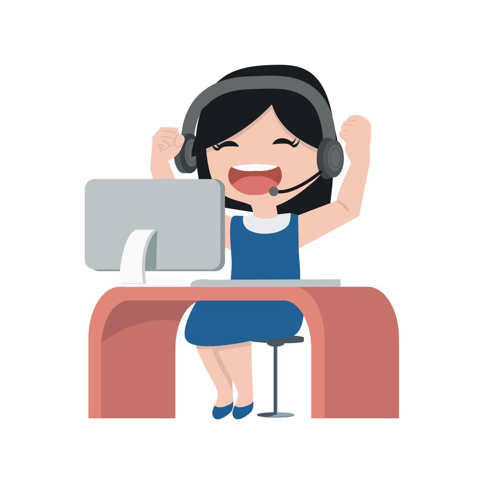 Happy girl working in office vector