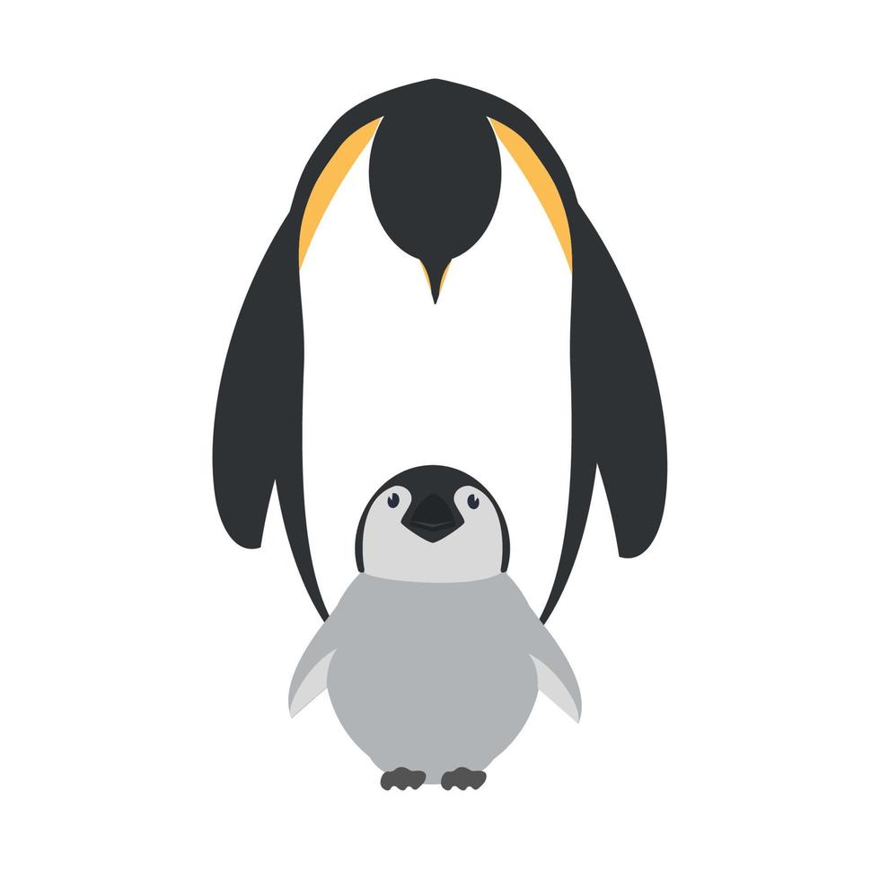 pinguino familiar para alimentar pollito vector