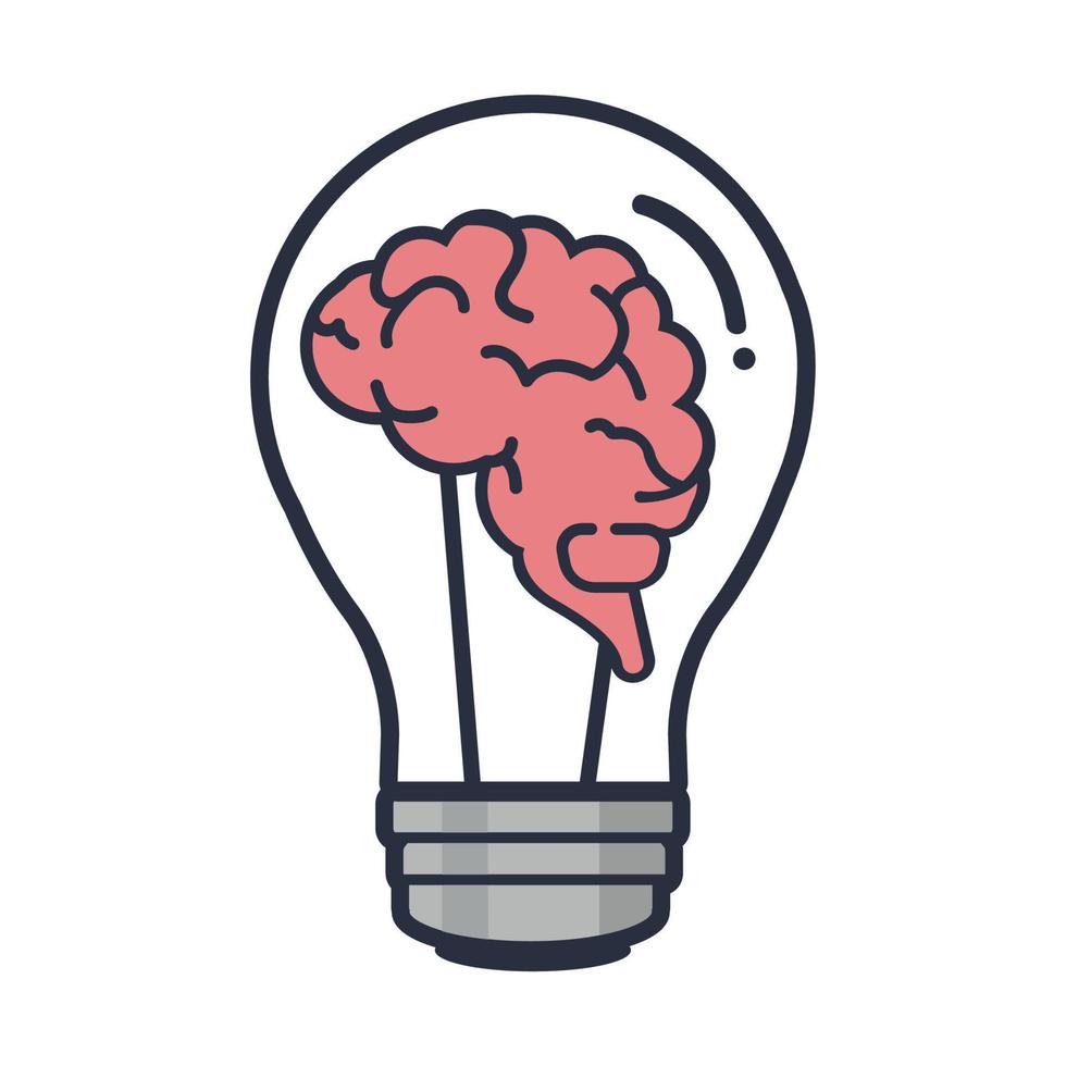 signo de bombilla de cerebro creativo vector