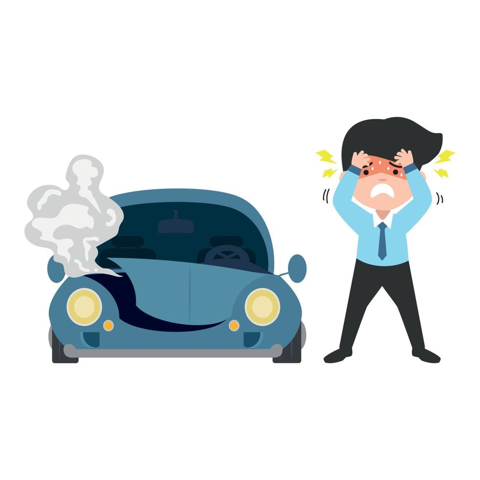 businessman car accident crash flat vector