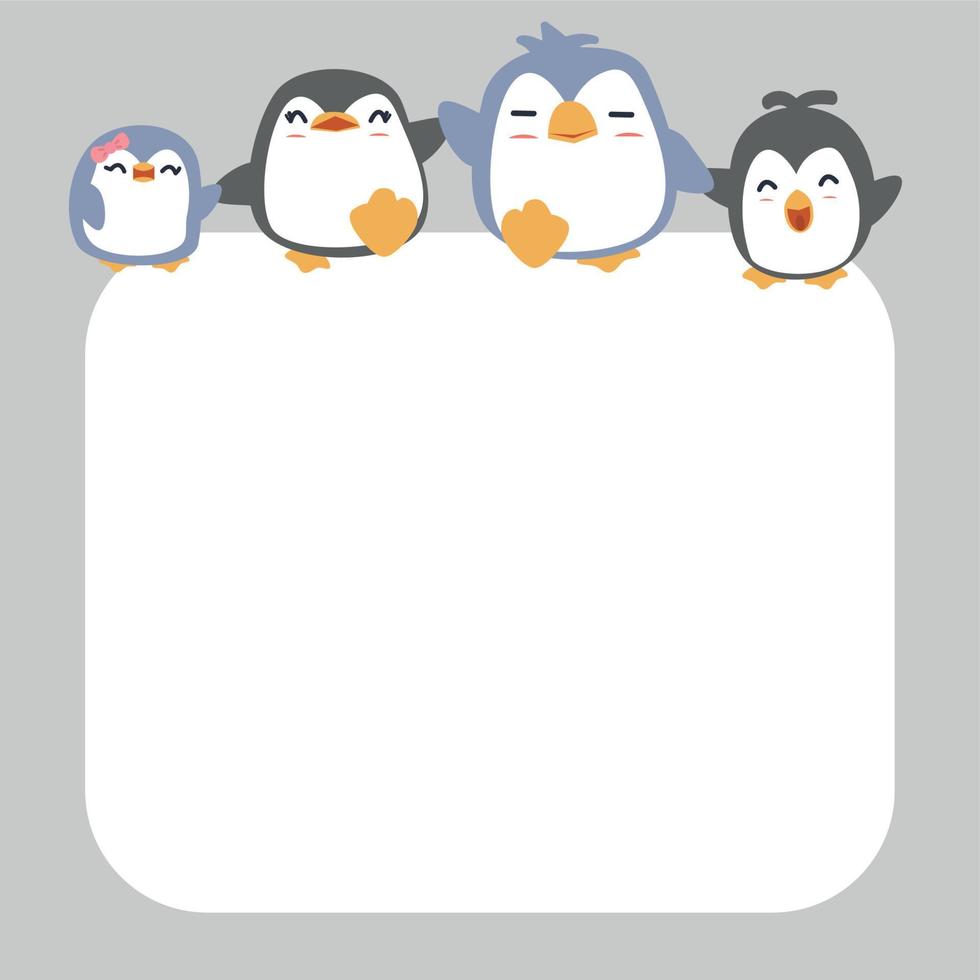 happy penguin family cartoon background vector