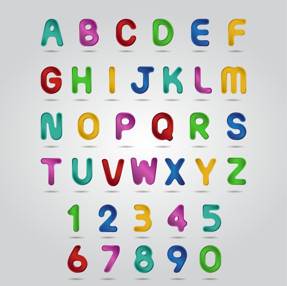 conjunto de fuentes de alfabeto colorido vector