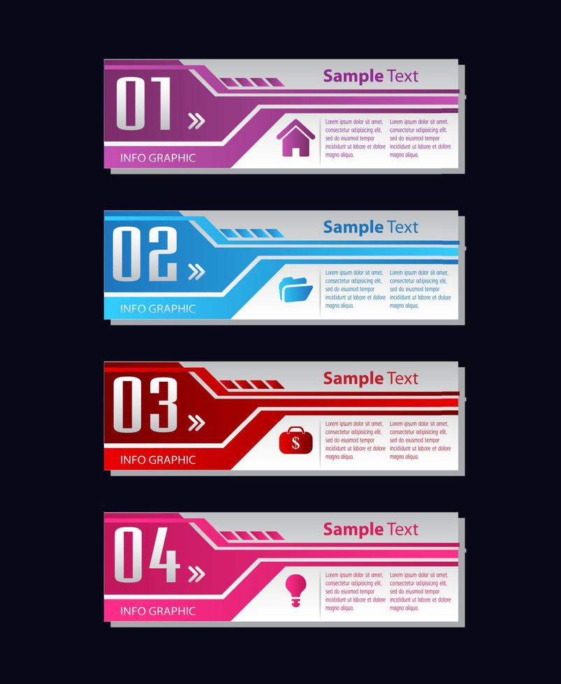 colorida infografía de 4 pasos vector