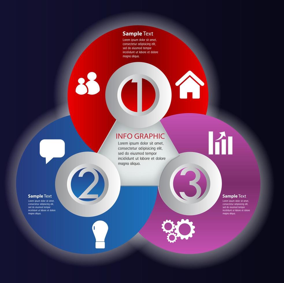Colorful 3-step Infographic vector