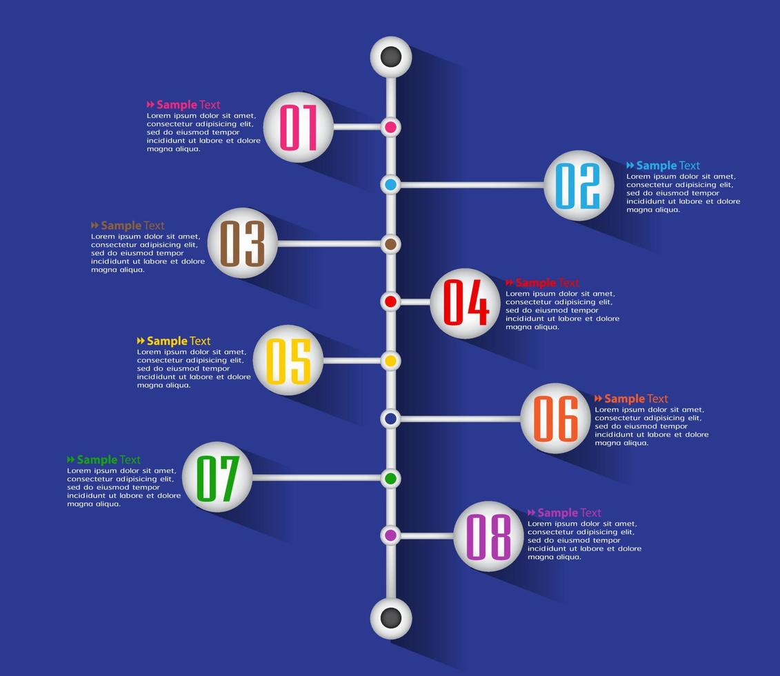 colorida infografía de 8 pasos vector