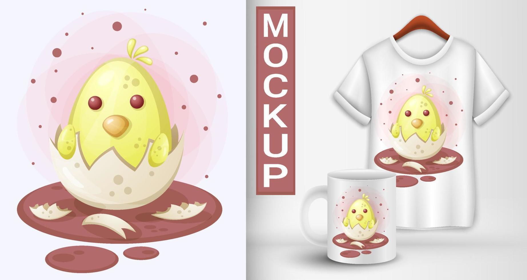 Chicken hatched from the egg. Illustration vector