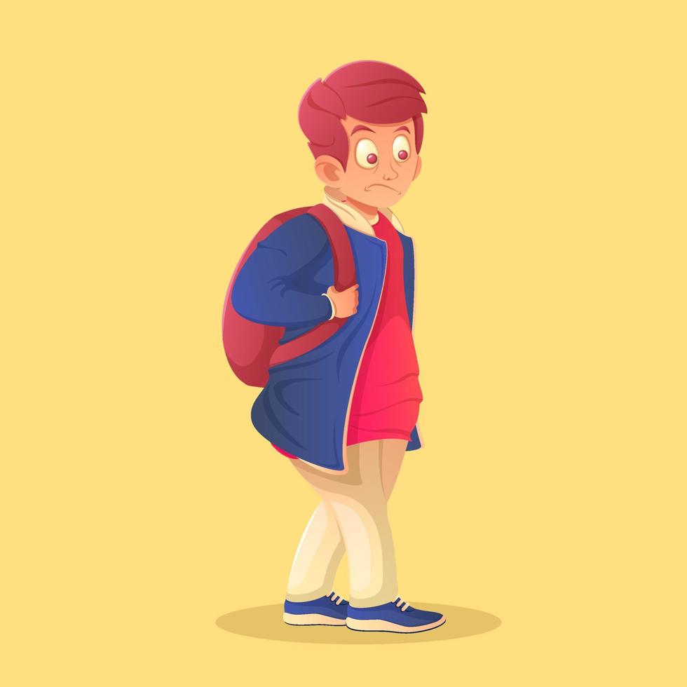 Schoolboy with a backpack. Cartoon illustration. vector