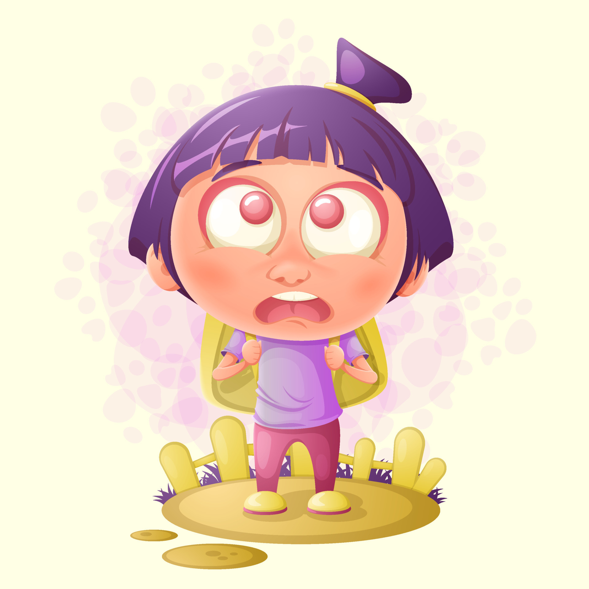 Girl with a heavy backpack. 9844859 Vector Art at Vecteezy