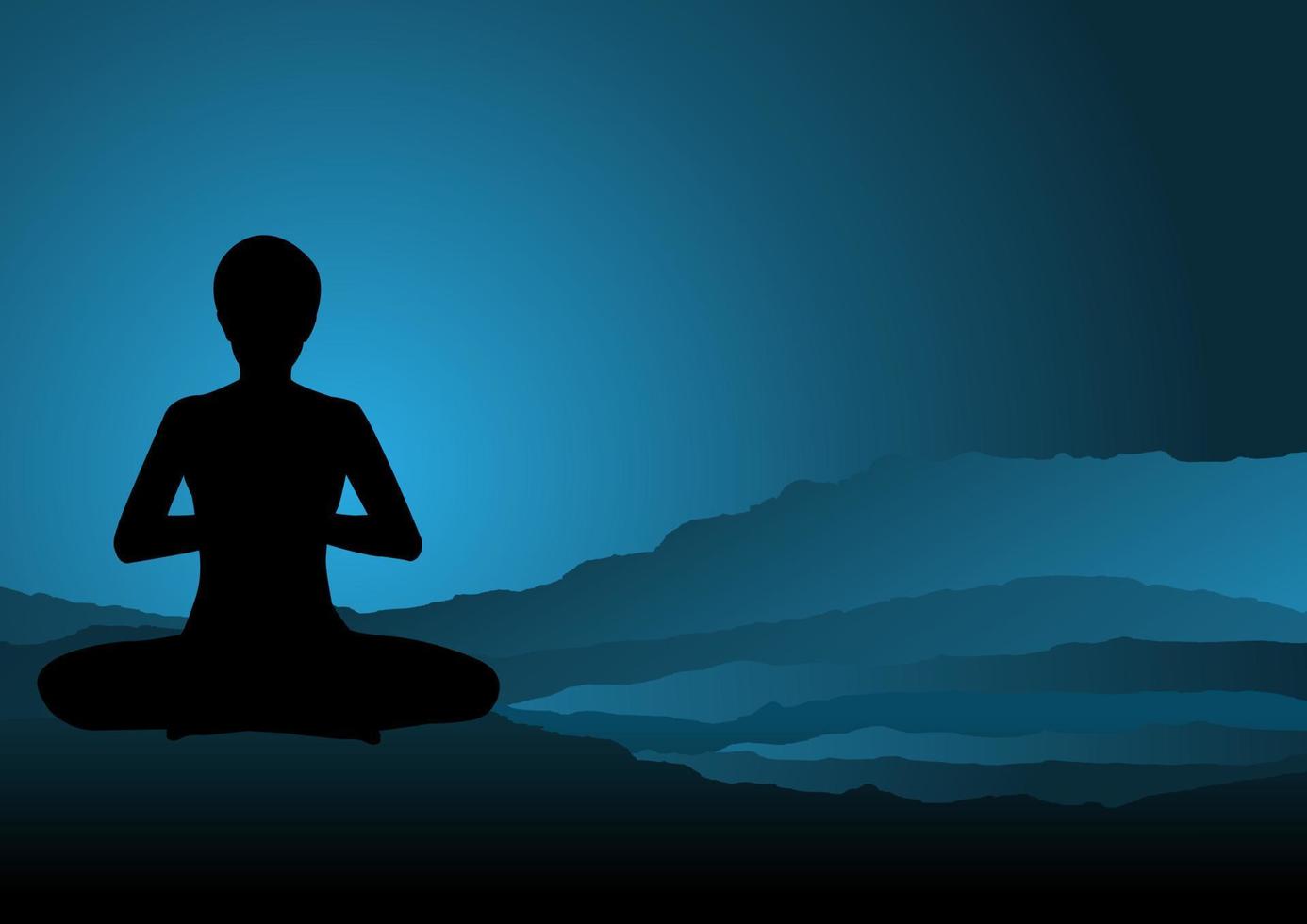 Meditation Yoga With Human Silhouette vector