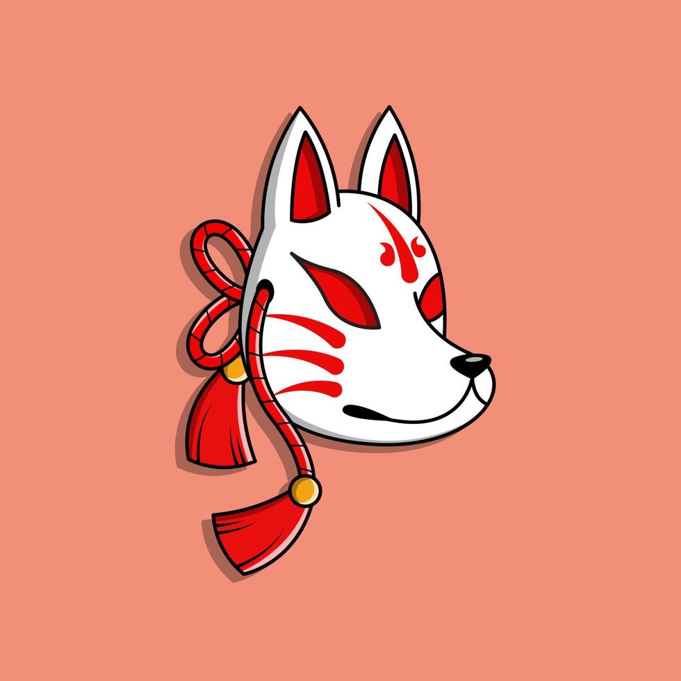 máscara kitsune japonesa, ilustración vectorial eps.10 vector