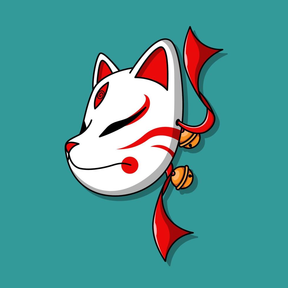 máscara kitsune japonesa, ilustración vectorial eps.10 vector