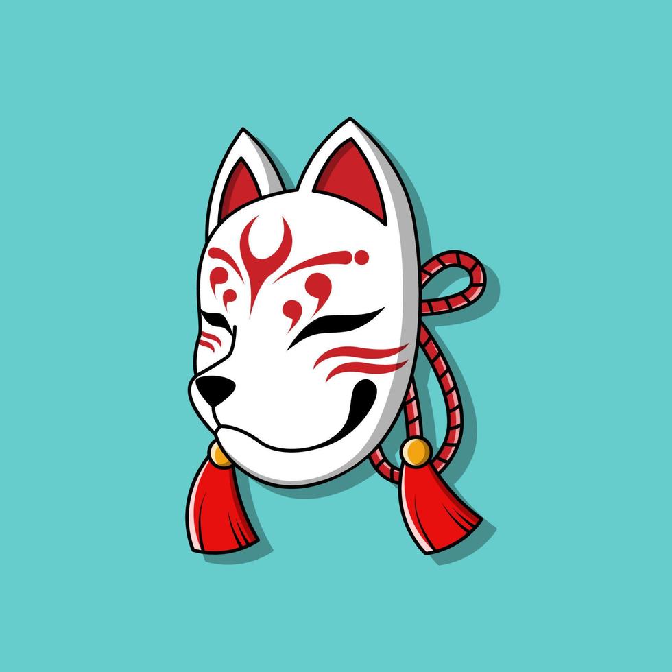 máscara kitsune japonesa, ilustración vectorial eps.10 vector