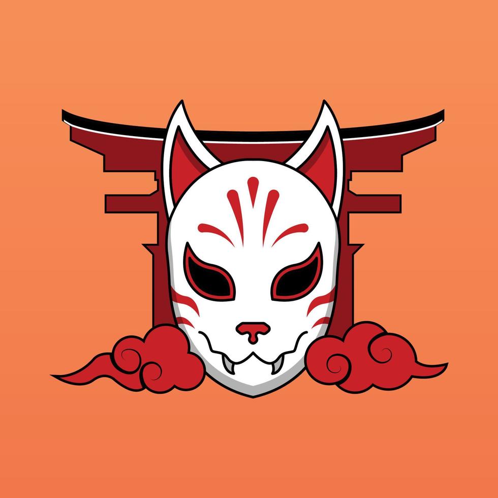 máscara kitsune japonesa, ilustración vectorial eps.10 vector