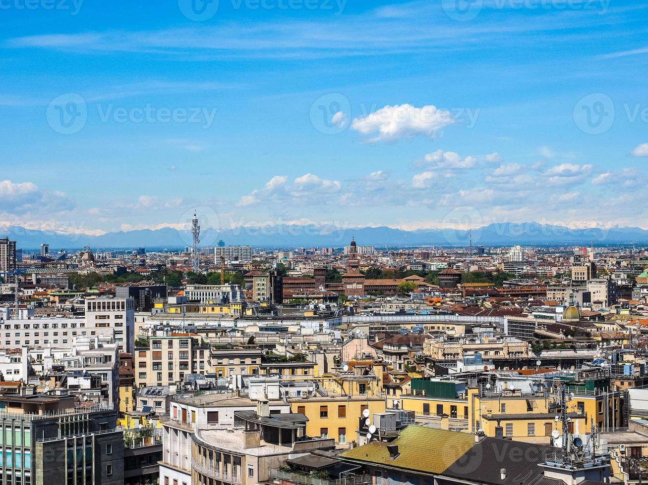 HDR Aerial view of Milan, Italy photo