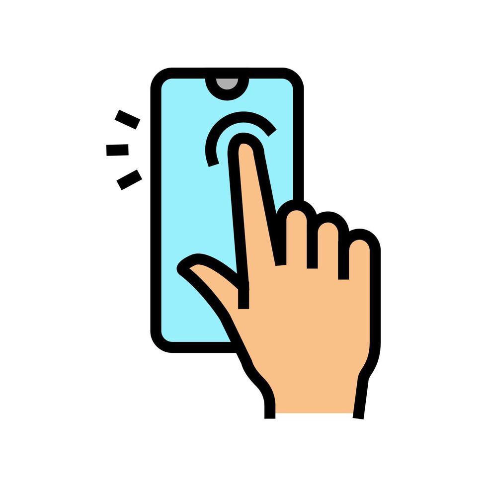 tapping with finger smartphone screen color icon vector illustration