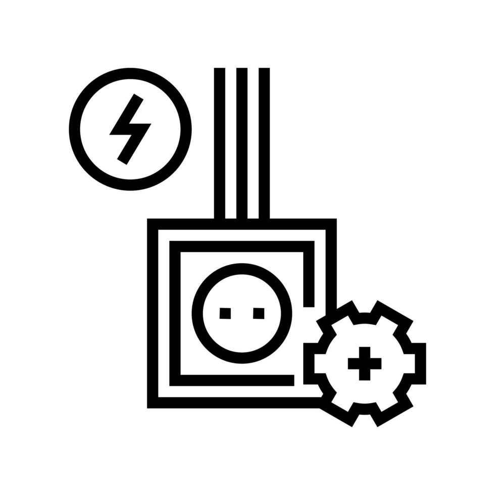 ilustración de vector de icono de línea de instalación de enchufe