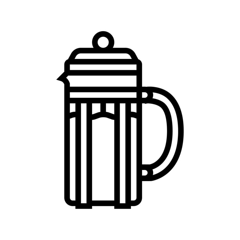 Ilustración de vector de icono de línea de herramienta de café de prensa francesa