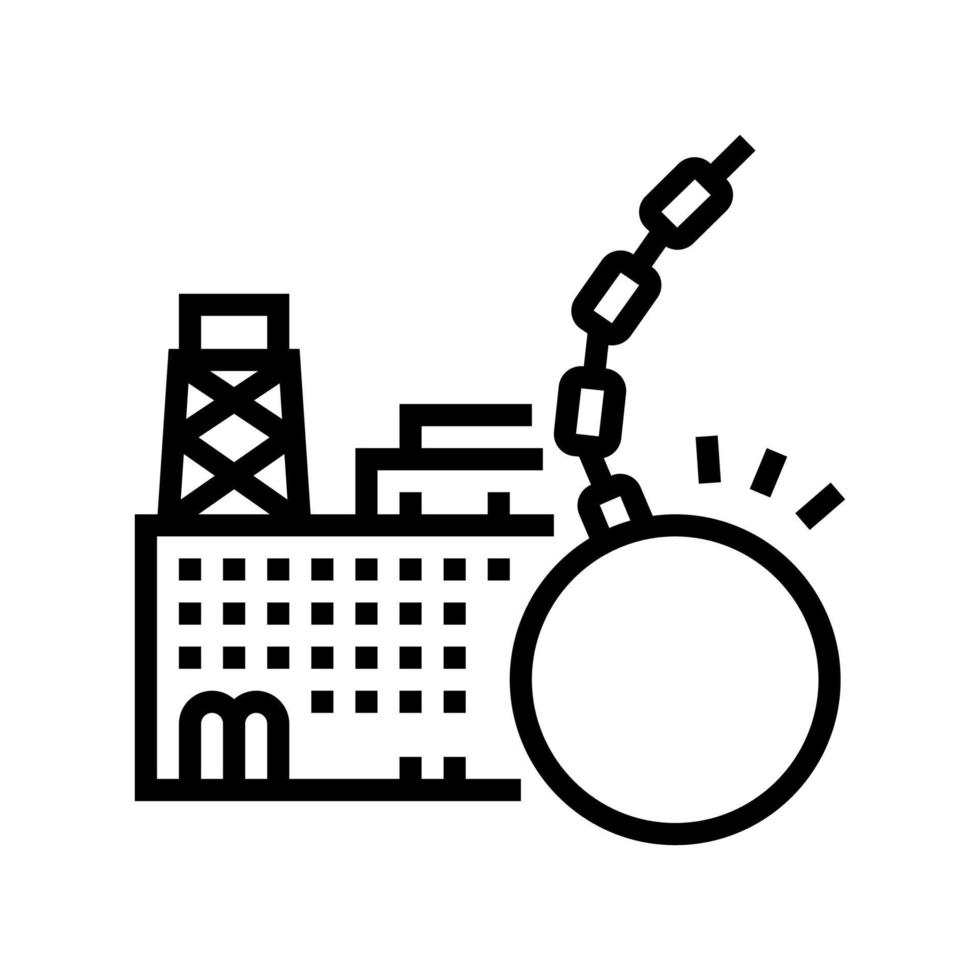 manufacturing factory demolitions line icon vector illustration