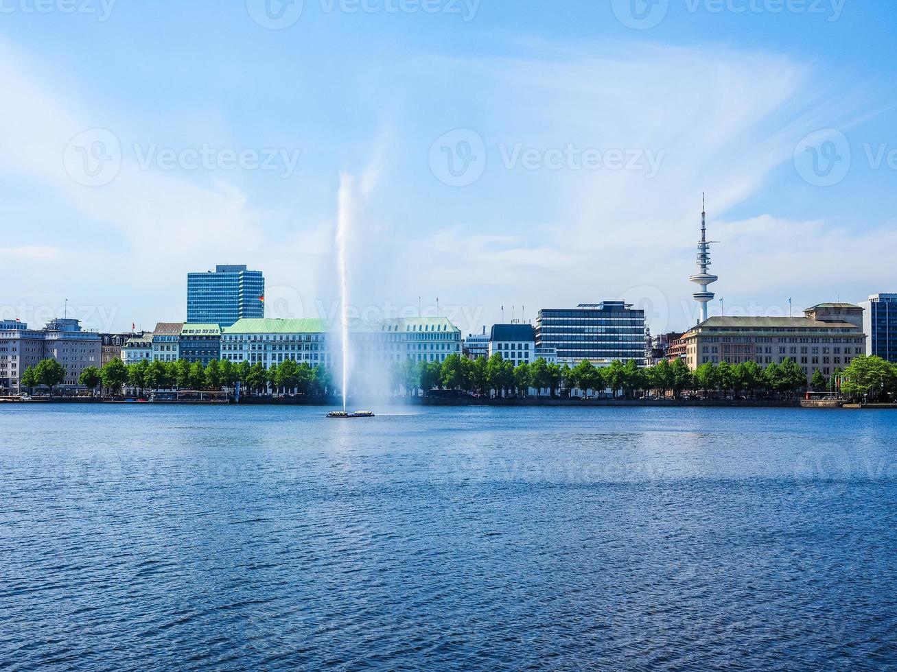 HDR Alsterfontaene Alster Fountain at Binnenalster Inner Alster photo