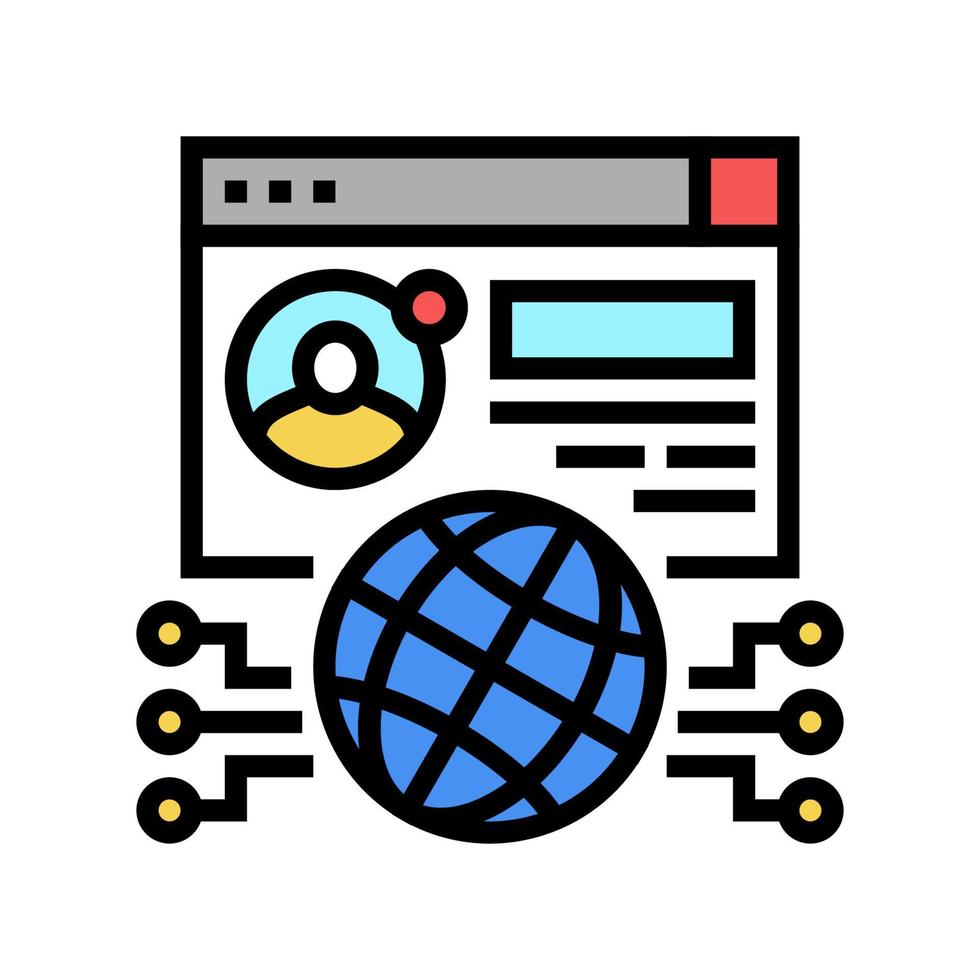 global networking color icon vector illustration