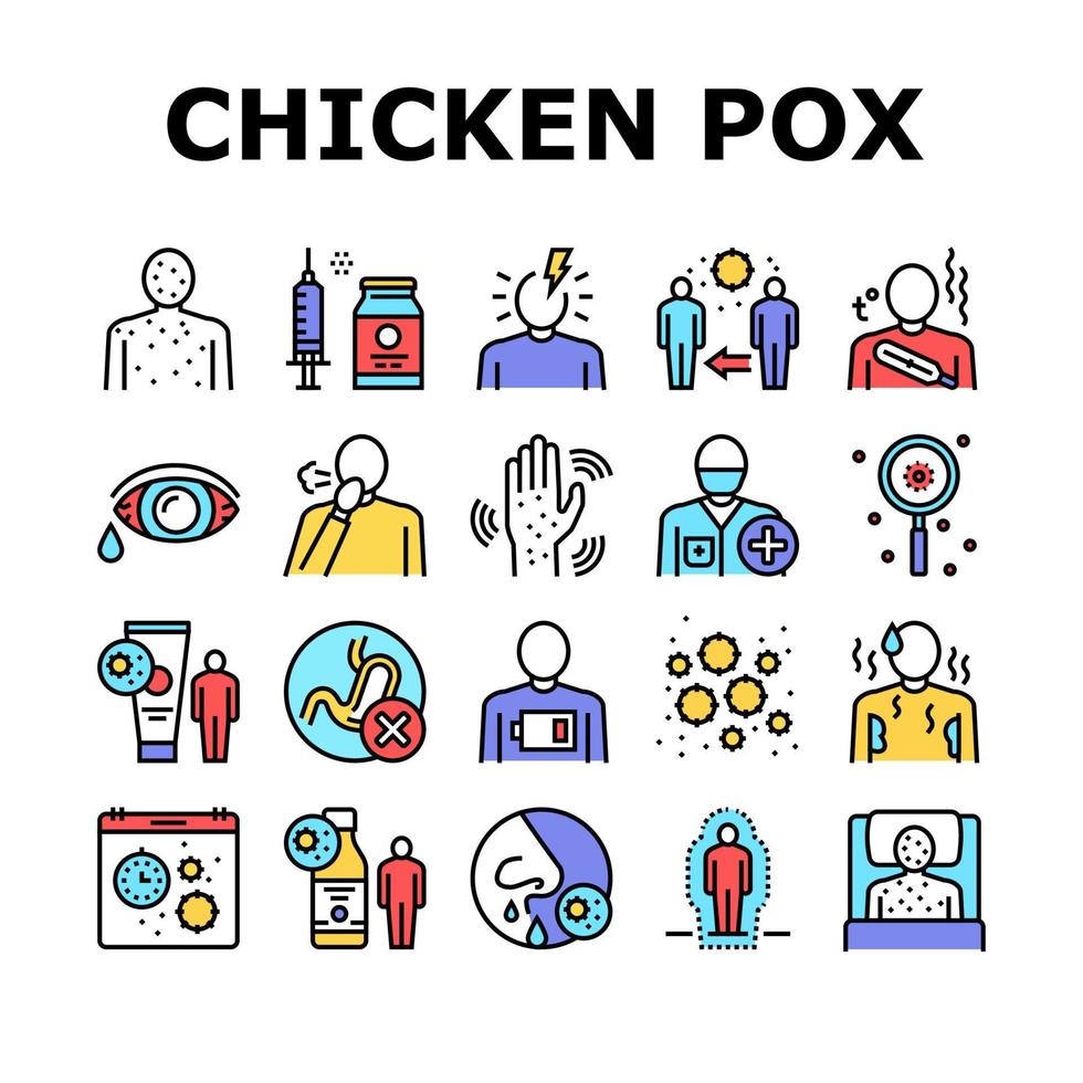 Chicken Pox Disease Collection Icons Set Vector