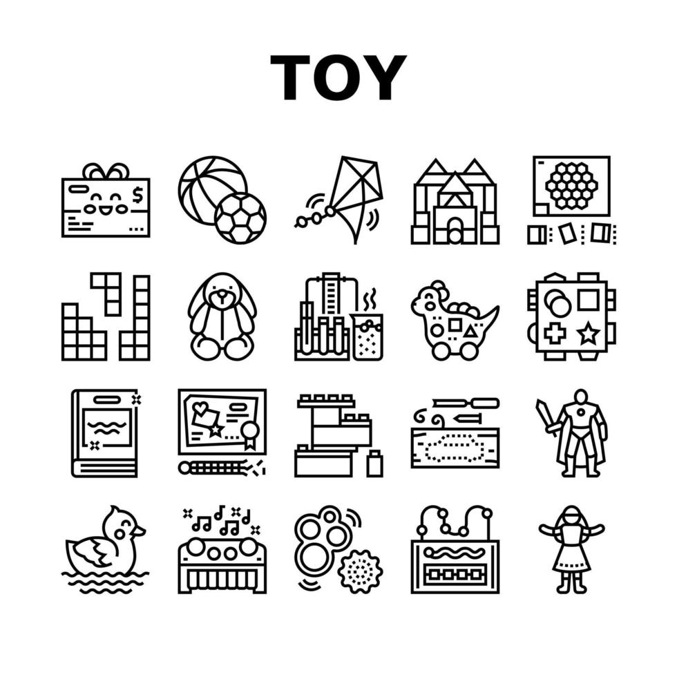 Toy Shop Sale Product Collection Icons Set Vector