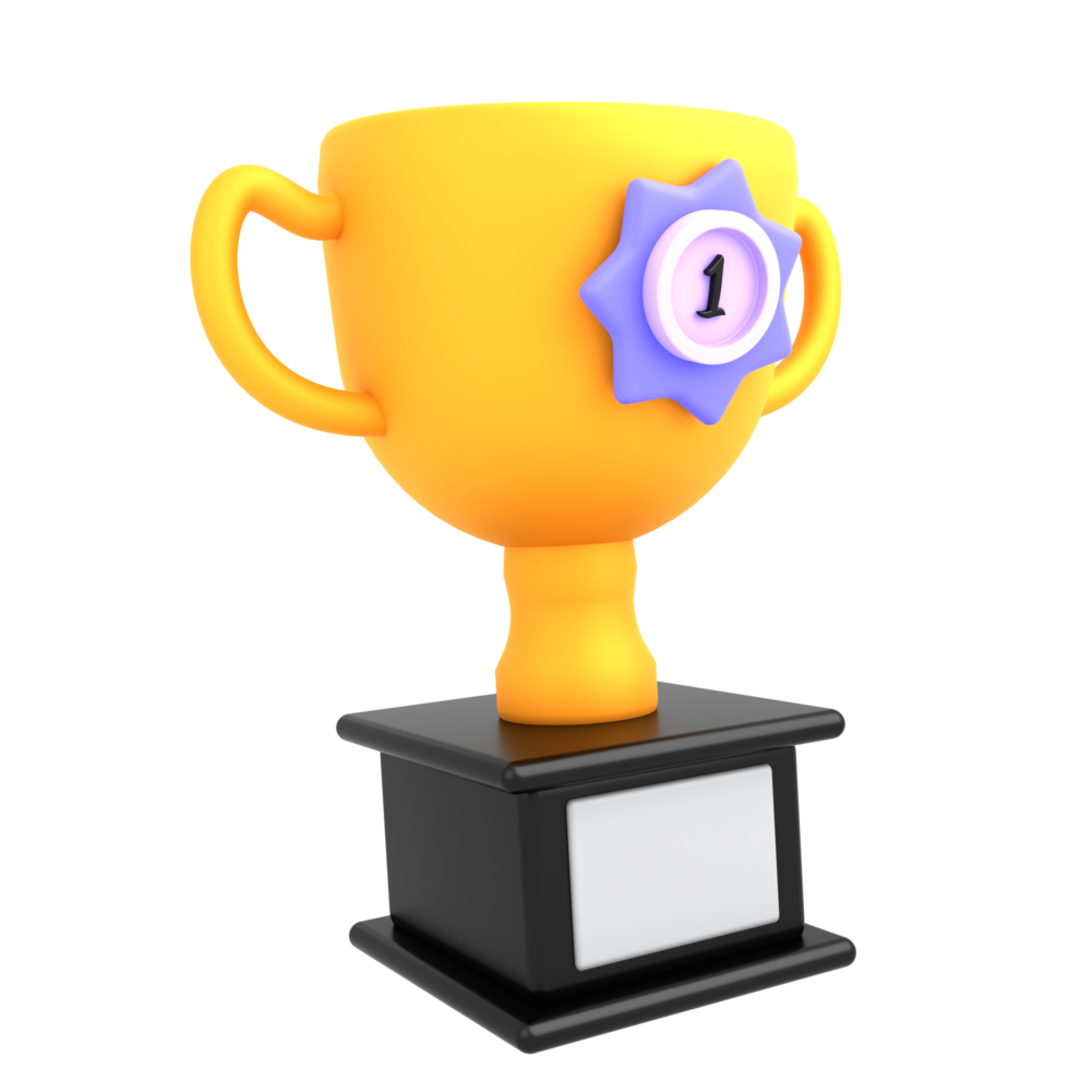 trophée d'icône 3d avec insigne d'or png