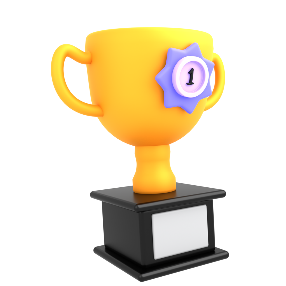 3d icon trophy with gold badge png