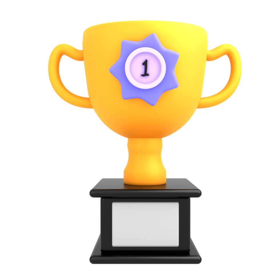 3d icon trophy with gold badge png