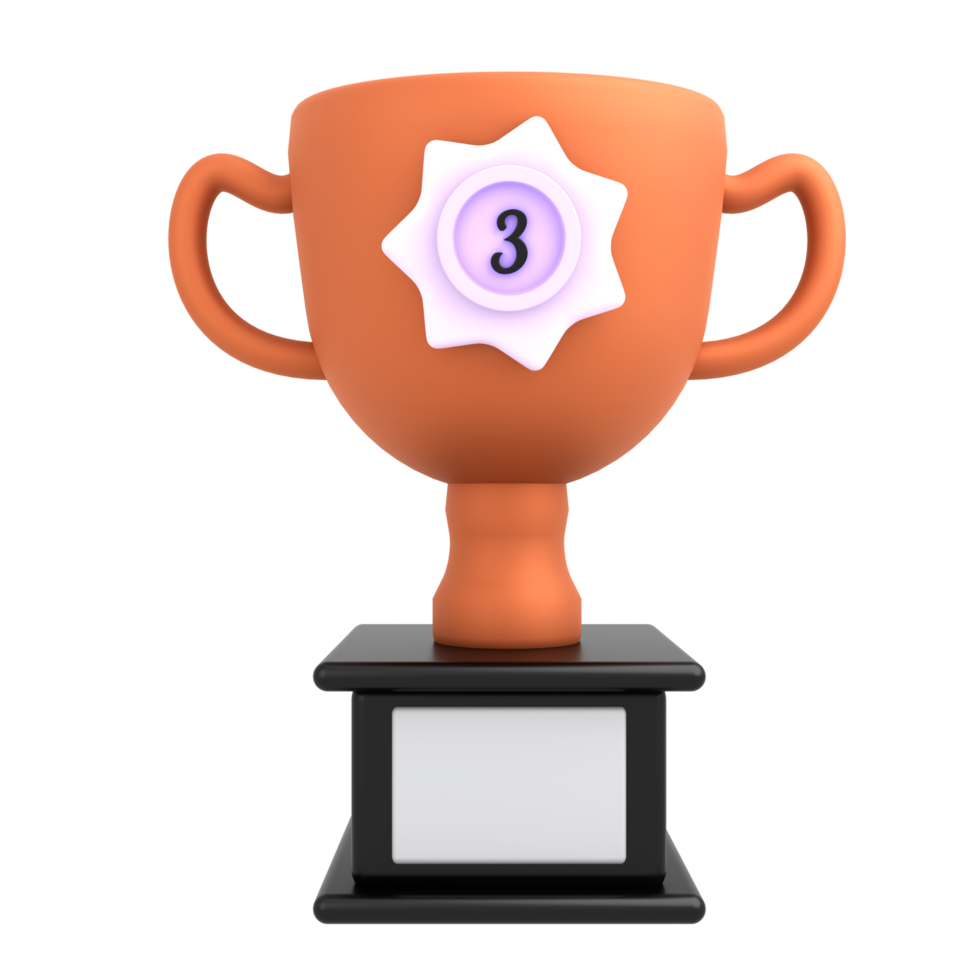 3d icon trophy with bronze badge png