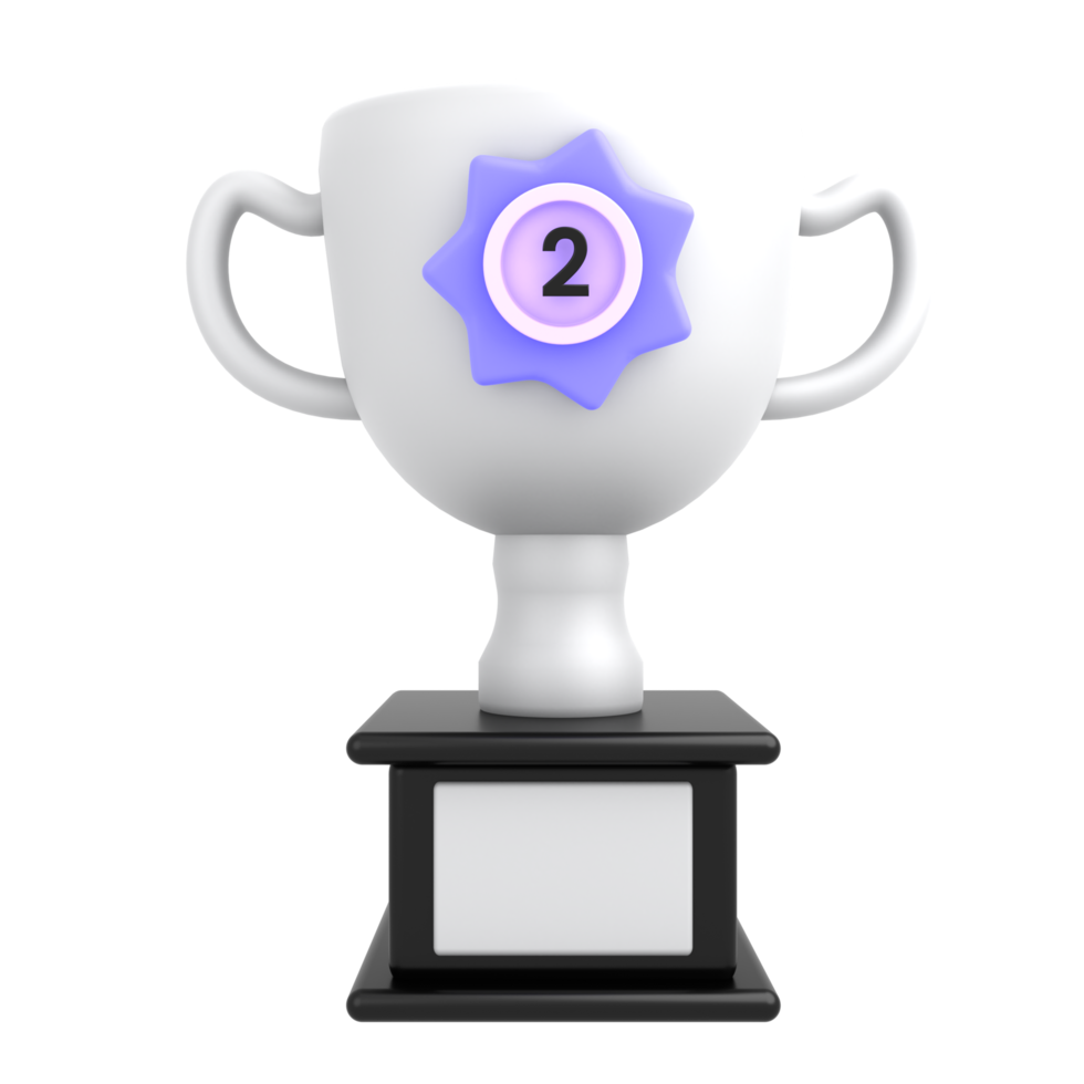 3d icon trophy with silver badge png