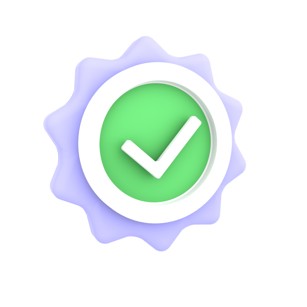 verified with badge 3d illustration for ecommerce icon png