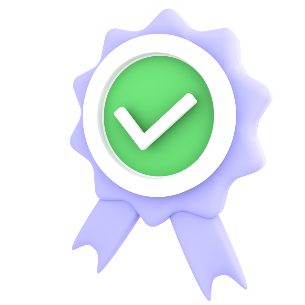 verified with badge 3d illustration for ecommerce icon png