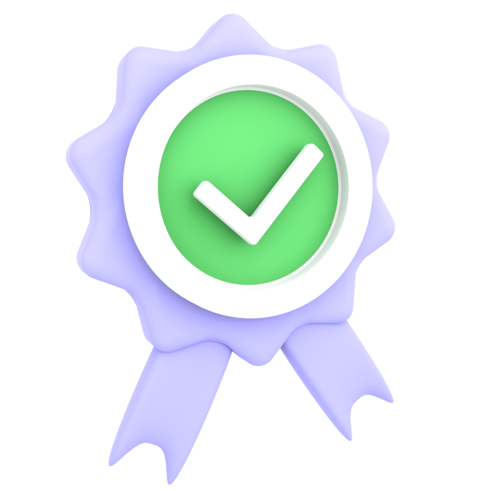 vérifié avec illustration 3d de badge pour l'icône de commerce électronique png