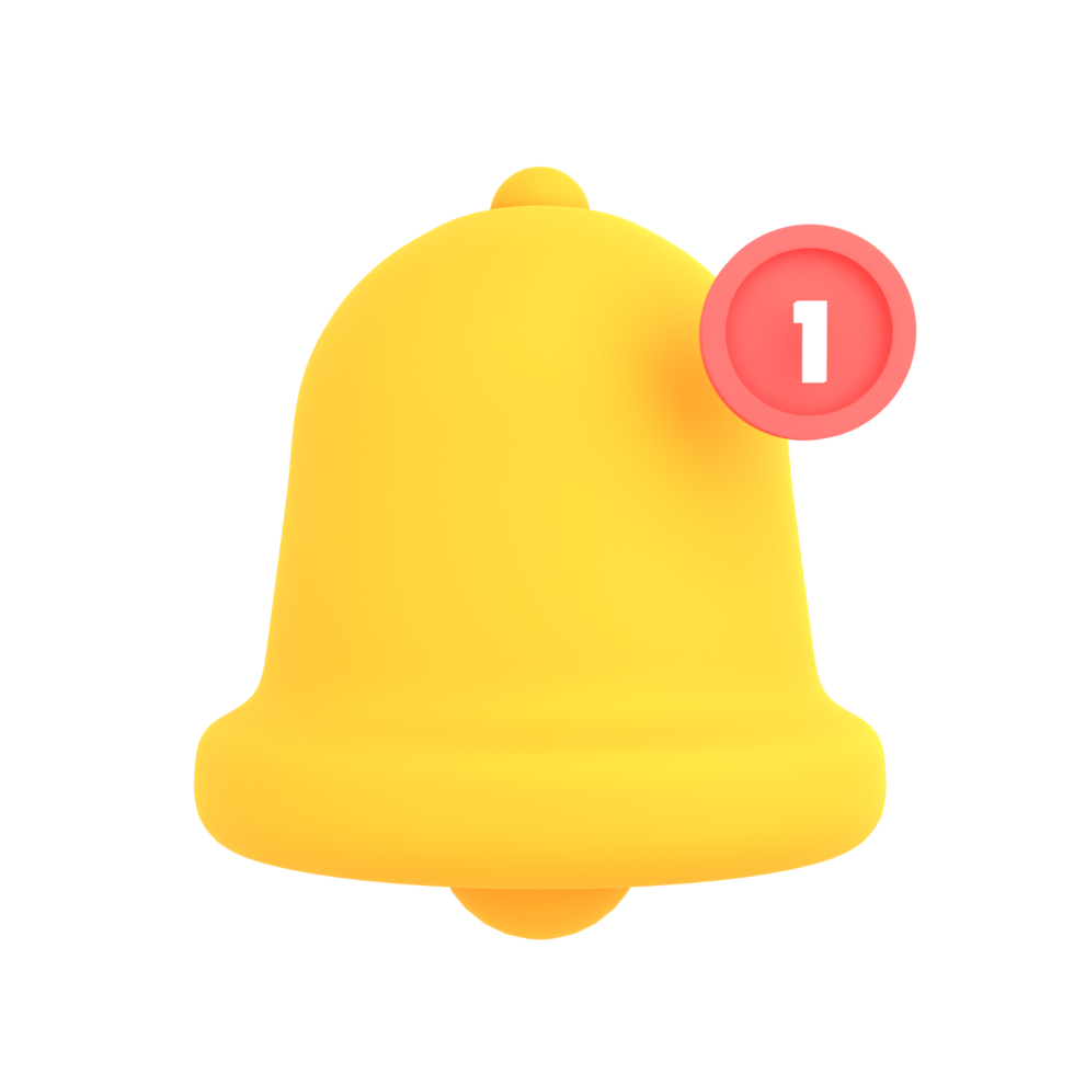 3d set of bell reminder notification alert or alarm ecommerce icon for application website ui on isolated background png