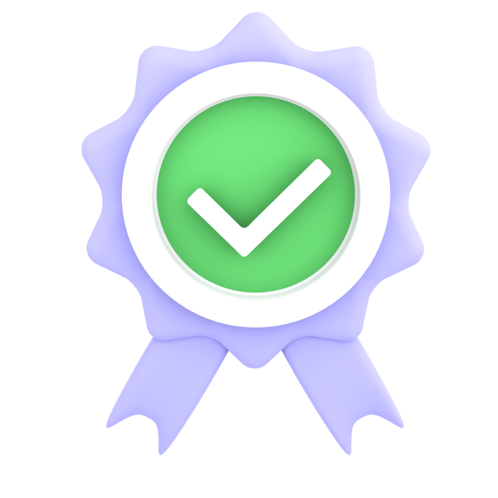 verified with badge 3d illustration for ecommerce icon png