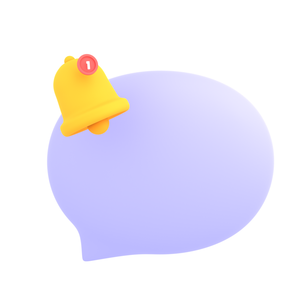 3d reminder popup bell notification chat message alert ecommerce icon for application website ui on isolated background png