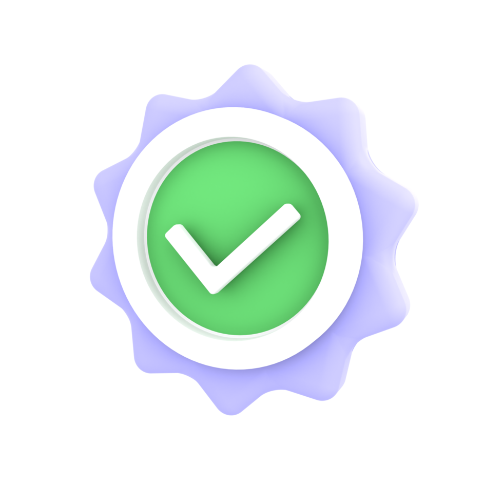 verified with badge 3d illustration for ecommerce icon png