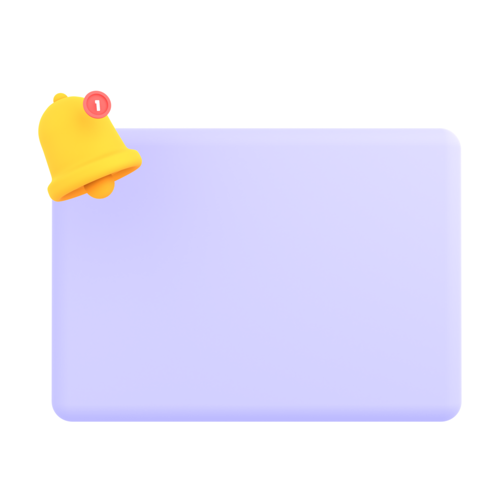 Notifica della campana popup di promemoria 3D nell'icona di e-commerce della tela di carta bianca png