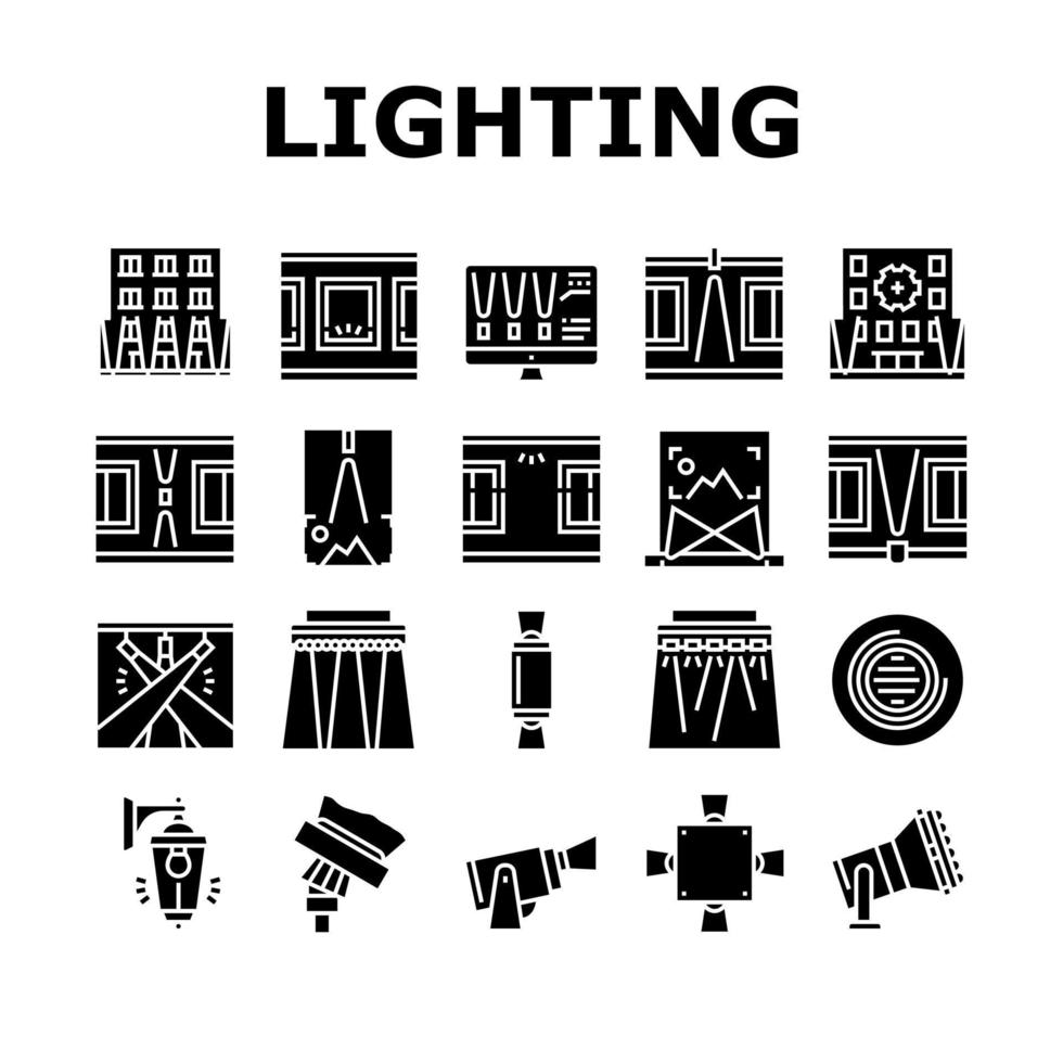 Facade Lighting Tool Collection Icons Set Vector