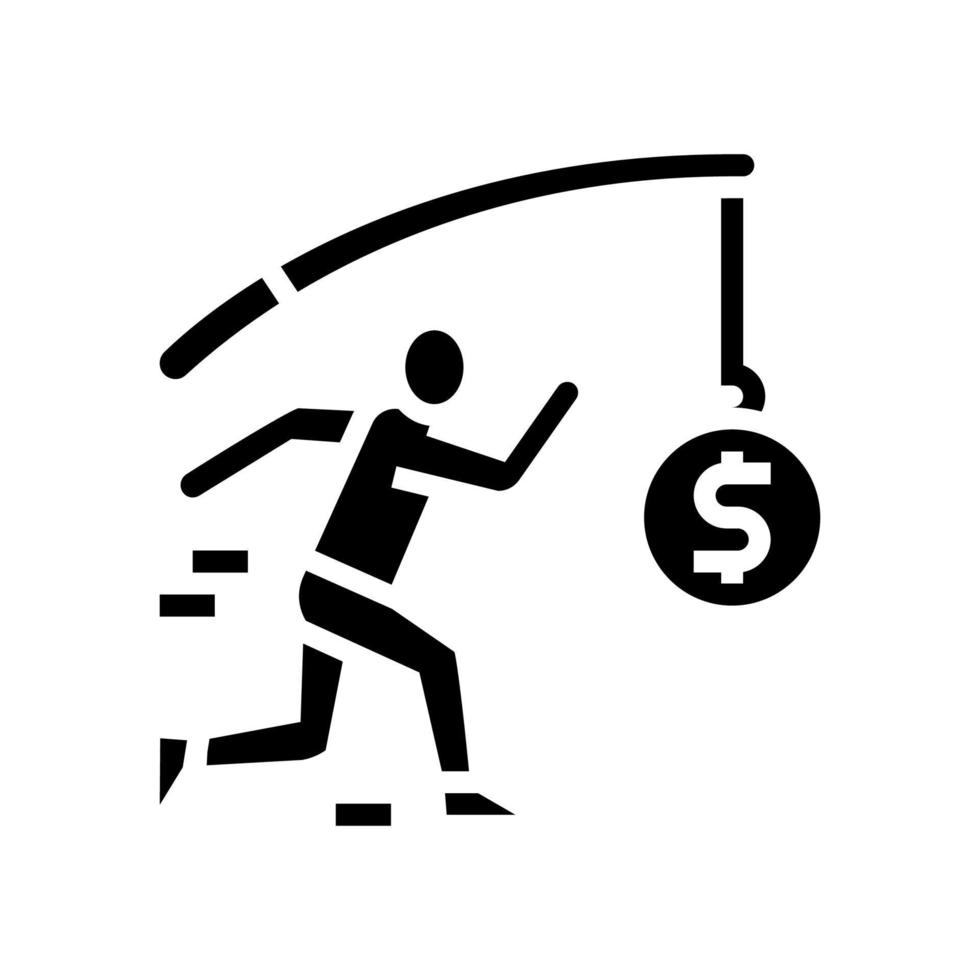 empleado corriendo por dinero glifo icono vector ilustración