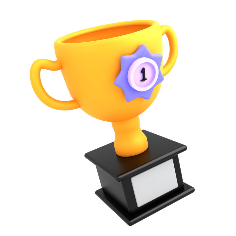 troféu de ícone 3D com distintivo de ouro png