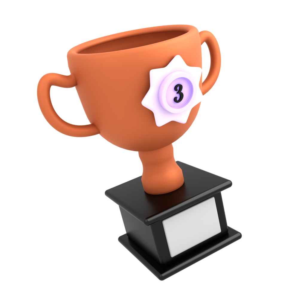 3d icon trophy with bronze badge png